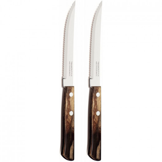 طقم سكاكين ستيك من ترامونتينا قطعتين التقليدي ، بني