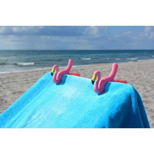 O2COOL Boca Clips Beach Towel Holders - Flamingo