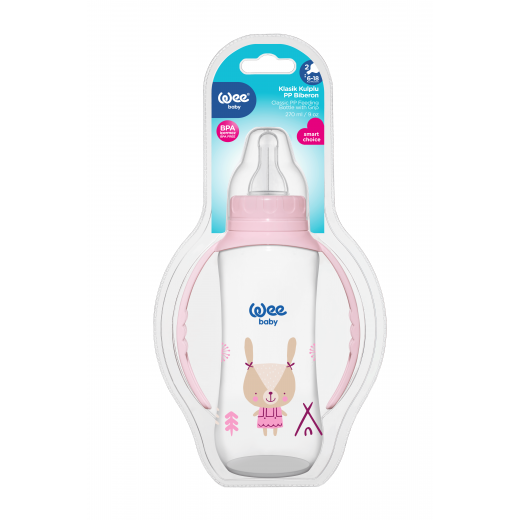 Wee Baby PP Feeding Bottles with Grip 270 ml, Pink