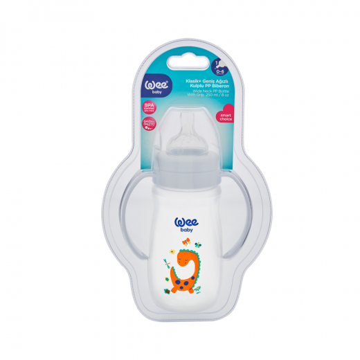 Wee Baby Classic Plus Wide Neck PP Bottle with Grip 250 ml, White