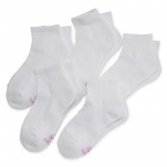 Hanes Girls' Classics Ankle Socks, 5-Pack,White, large,Gril