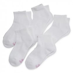 Hanes Girls' Classics Ankle Socks, 5-Pack,White, large,Gril