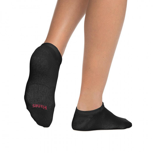 Hanes Women's Ultimate Core Cushioned No Show Socks, Black, L