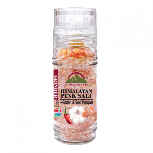 Himalayan Chef Pink Salt with Garlic & Red Pepper Grinder 100 g