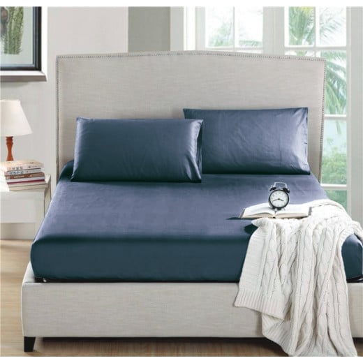 Nova home fitted sheet microfiber blue 120*120 pillow case 50*70 2pcs twin