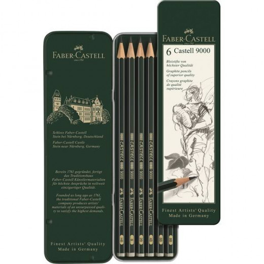 قلم رصاص جرافيت كاستل 9000 علبة 6 عبوات من فابر كاستل