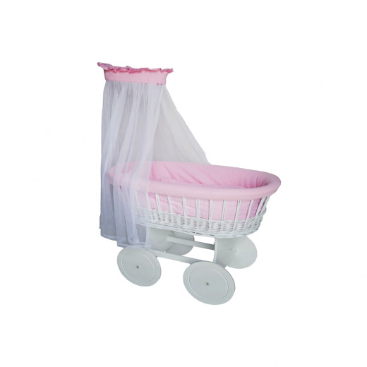Delux Wicker Basket Crib,Pink