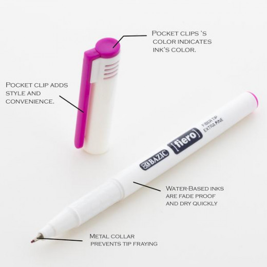 Bazic Fiero Assorted Color Fiber Tip Fineliner Pen (4/Pack)