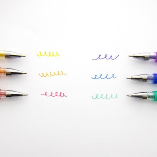 Bazic 6 Glitter Color Essence Gel Pen With Cushion Grip