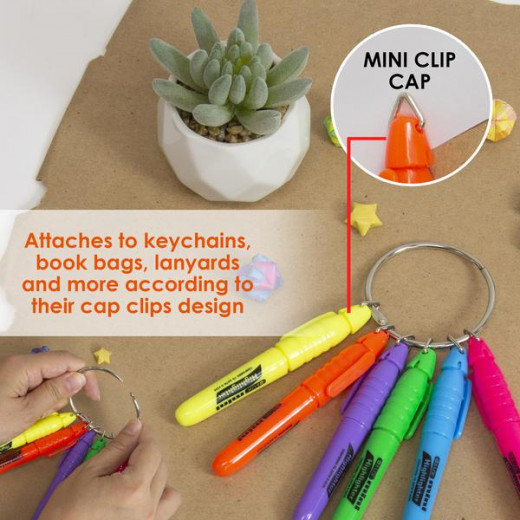 Bazic Mini Fluorescent Highlighter With Cap Clip (4/Pack), Assorted Colors