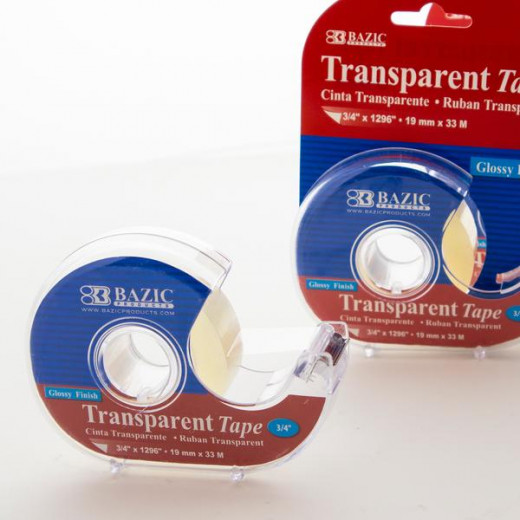 Bazic Transparent Tape With Dispenser