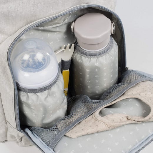 حقيبة ظهره الأمهات لتنظيم احتياجات الطفل من ماركة واكينغ مام, تحتوي على قطعة بالداخل, أبيض&بيج