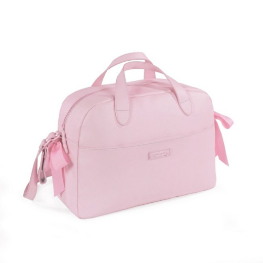 حقيبة حفاضات بفيونكة وردية مع بساط تغيير من باسيتو إيه باسيتو - 51 × 30 × 15 سم