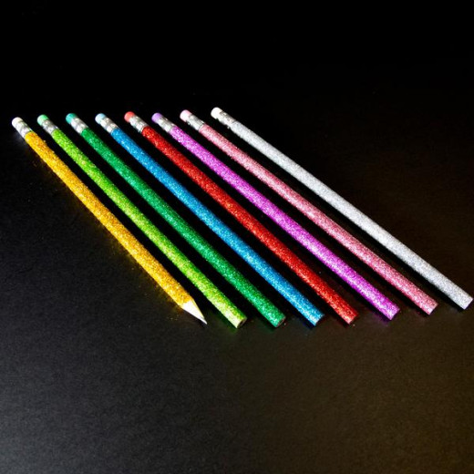 Bazic Metallic Glitter Wood Pencil With Eraser (8/Pack)