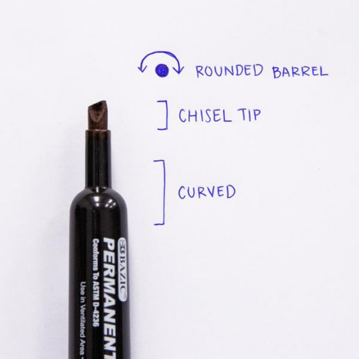 Bazic Black Color Chisel Tip Desk Style Permanent Markers (12/Pack)