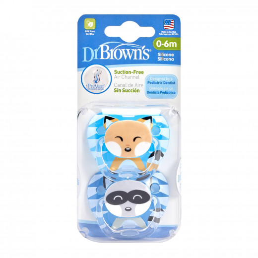Dr Brown's Printed Shield Pacifier Stage 1 Boy - 2pk