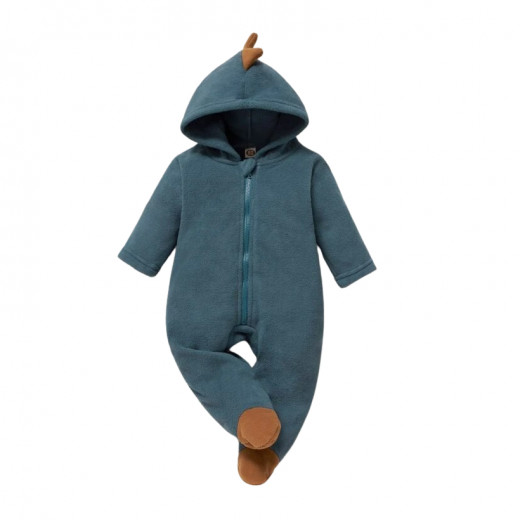 Baby Fleece 3D Patched Zip Up Footed Hooded Sleep Jumpsuit 1-3 Months