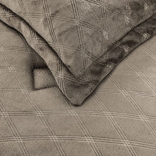 Nova home landers 3d embossed velvet flannel winter comforter set brown twin size