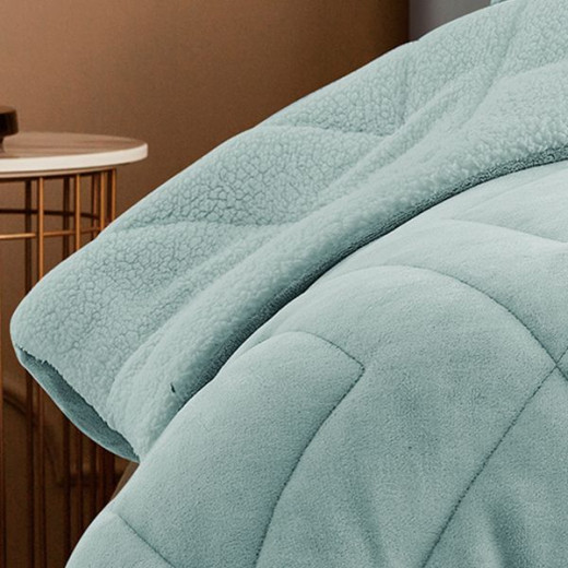 Nova home essentials velvet flannel to sherpa winter comforter mint green king