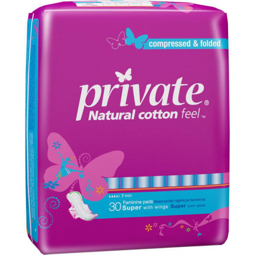 Private Natural Cotton Sanitary Napkins, Pack of 36