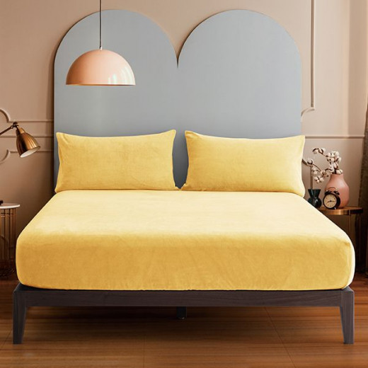 Nova home warmfit winter microfleece pillowcase set yellow color 2 pieces