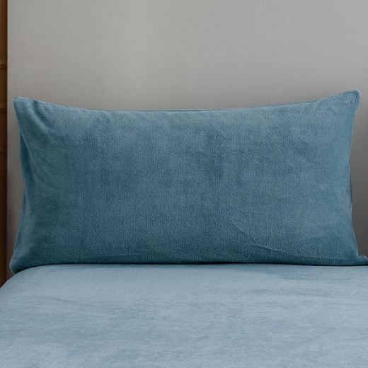 Nova home warm fit winter microfleece fitted sheet set, blue, queen size
