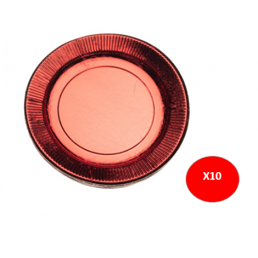 Al Shawash Plate Dis Vip, 24 Cm, 10 Pcs, Red