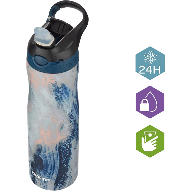 Contigo 20 oz AUTOSPOUT Straw Ashland Chill Stainless Steel Water Bottle,  Sandstone 