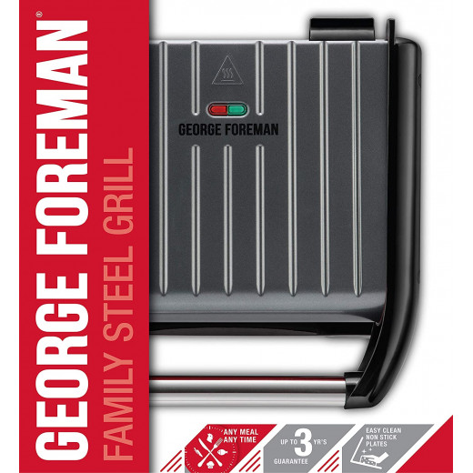 George Foreman 25041 Medium Grey Steel Grill, 1650W