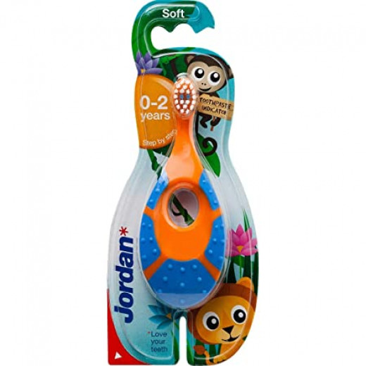 فرشاة أسنان ناعمة للأطفال, 0-2 سنة, باللون الأزرق و البرتقالي من جوردان