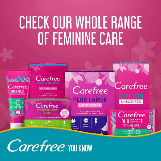 Carefree Panty Liners, Cotton, Unscented, Pack of 56