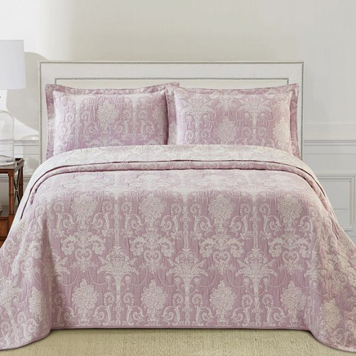Nova Home Samantha Jacquard Bed Spread Set, 3 Pieces, King Size, Lilac Color