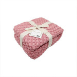 بطانية محبوكة يدويًا، مصنوعه من القطن، باللون الوردي من نوفا هوم