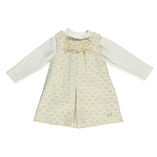 Bebetto Cotton Baby Dress, Beige Color, 4 Years