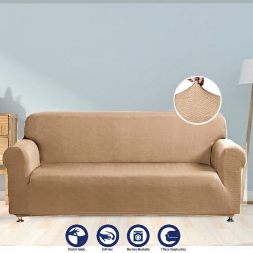 Nova home perfect fit stretch sofa cover, 1 seat, beige color