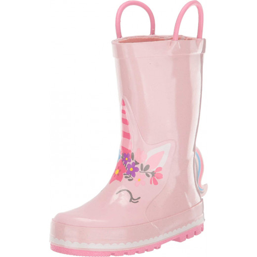 Western Chief Kids Unity Unicorn Rain Boot, Soft Rose Color, Size 32