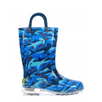 Western Chief Kids Shark Chase Lighted Rain Boot, Blue Color, Size 22