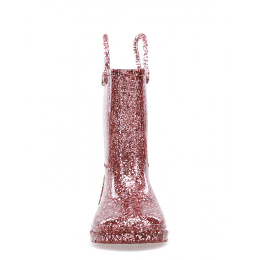 Western Chief Kids Glitter Rain Boots, Rose Gold Color, Size 31