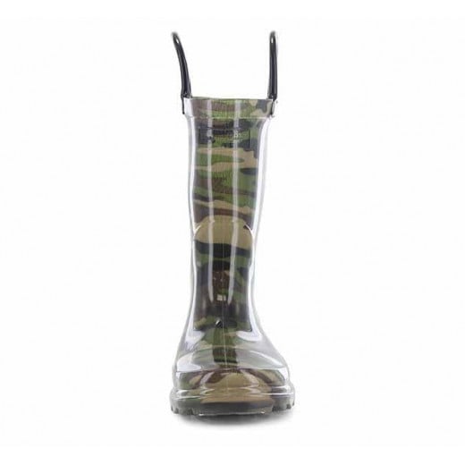 Western Chief Kids Camo Lighted Rain Boots, Green Color, Size 20
