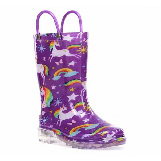 حذاء للمطر للأطفال, بتصميم وحيد القرن, بألوان قوس قزح, مقاس 31 من ويسترن شيف