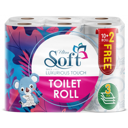 Soft Toilet Paper Roll,150 Sheet, 10 Rolls + 2 For Free
