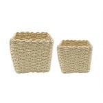 Weva spectrum faux rattan storage basket set ,2 pcs , ivory
