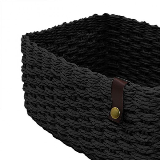 Weva cosmopolitan faux rattan storage basket, black
