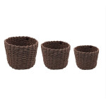 Weva rattique faux rattan storage basket set, 3 pcs, dark brown
