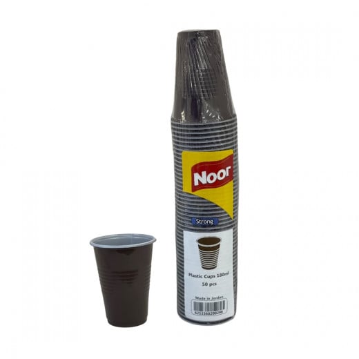 Noor Plastic Cups, 180ml, Brown, 50 Pcs