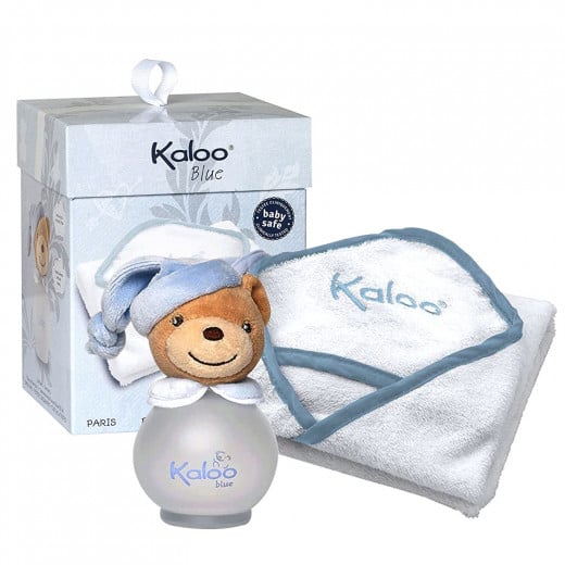 Kaloo Hooded Bath Towel Set and Scented Water, Blue Color, 100 Ml