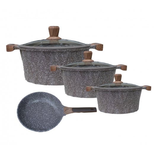 Al Saif Pots Cookers & Frying Pan, Brown Color, 4 Pieces