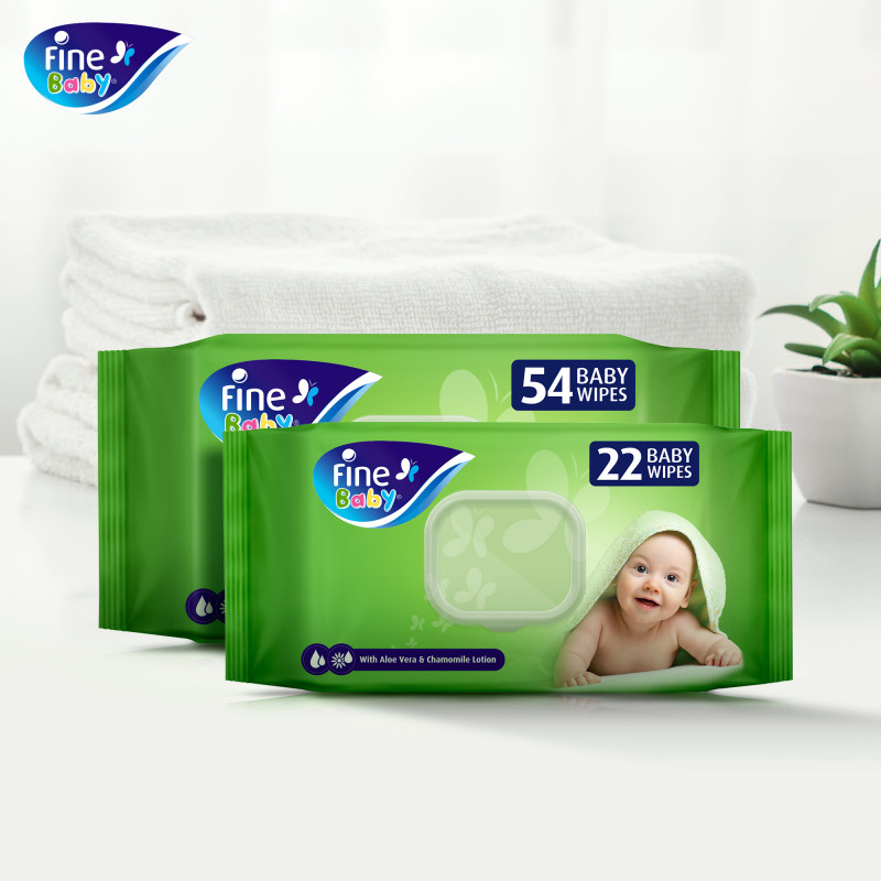 Fine Baby Wet Wipes with Aloe Vera & Chamomile Lotion 54 Wipes