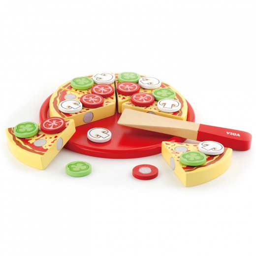 Viga Wooden Take Apart Pizza With Toppings Toy, 28 Pieces