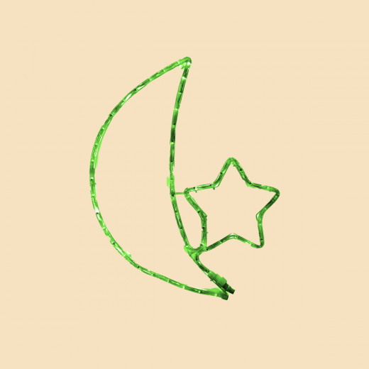 زينة النجمة و الهلال مضاءة باللون الأخضر, 50 سم